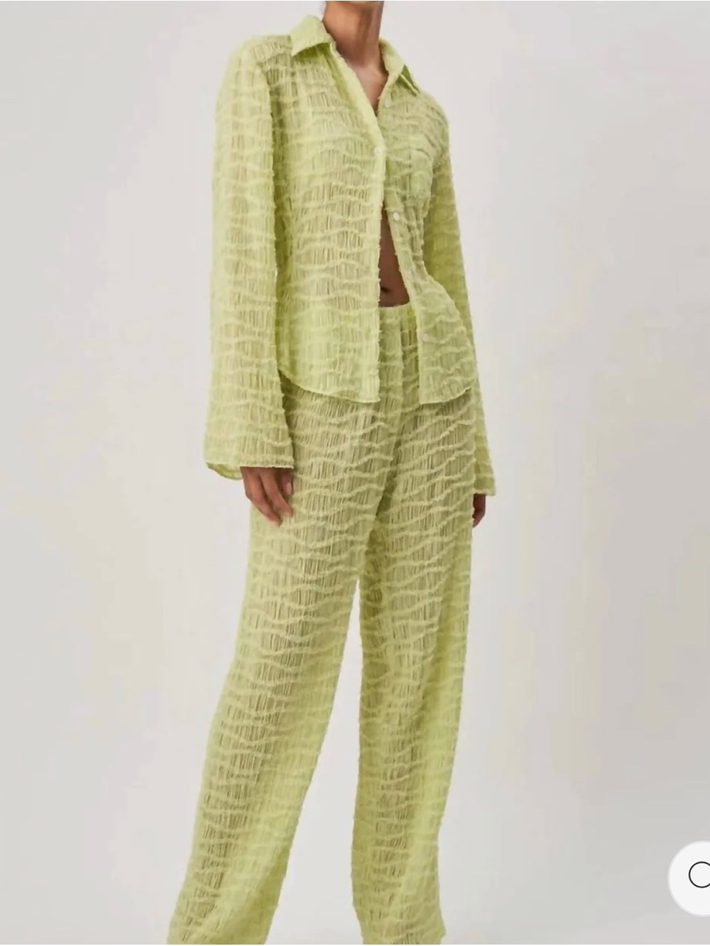 Ronny Kobo Collection Light Lime Green Textured Two-Piece Set